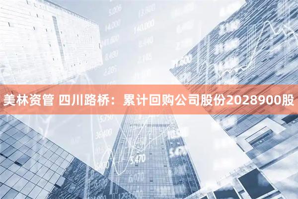 美林资管 四川路桥：累计回购公司股份2028900股
